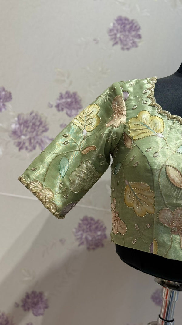 Pista Green tissue organza blouse