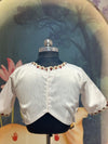 Half White Raw Silk Peacock Kundan Wedding Blouse