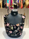 Black Floral Embroidered Sleeveless Blouse