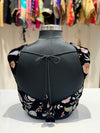 Black Floral Embroidered Sleeveless Blouse