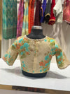 Printed Raw Silk Blouse with Pearl Work