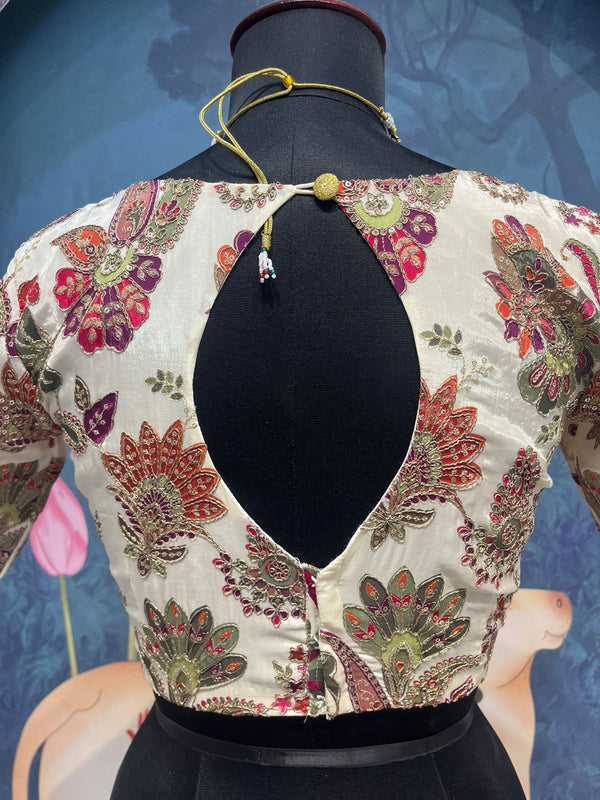 Kalamkari blouse white ANK01