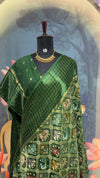 PATOLA Munga silk saree Bottle green