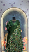 PATOLA Munga silk saree Bottle green