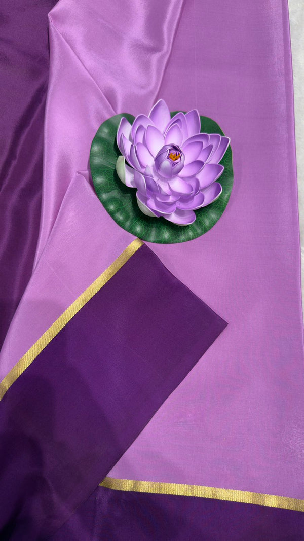 Mysore silk saree 120GSM Lavender bentex border