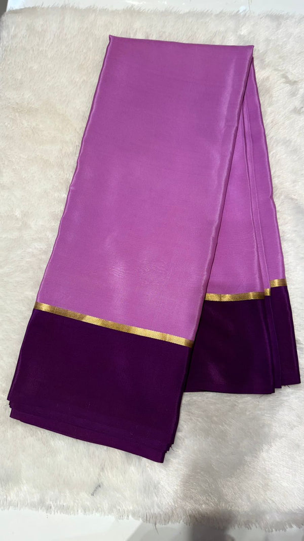 Mysore silk saree 120GSM Lavender bentex border