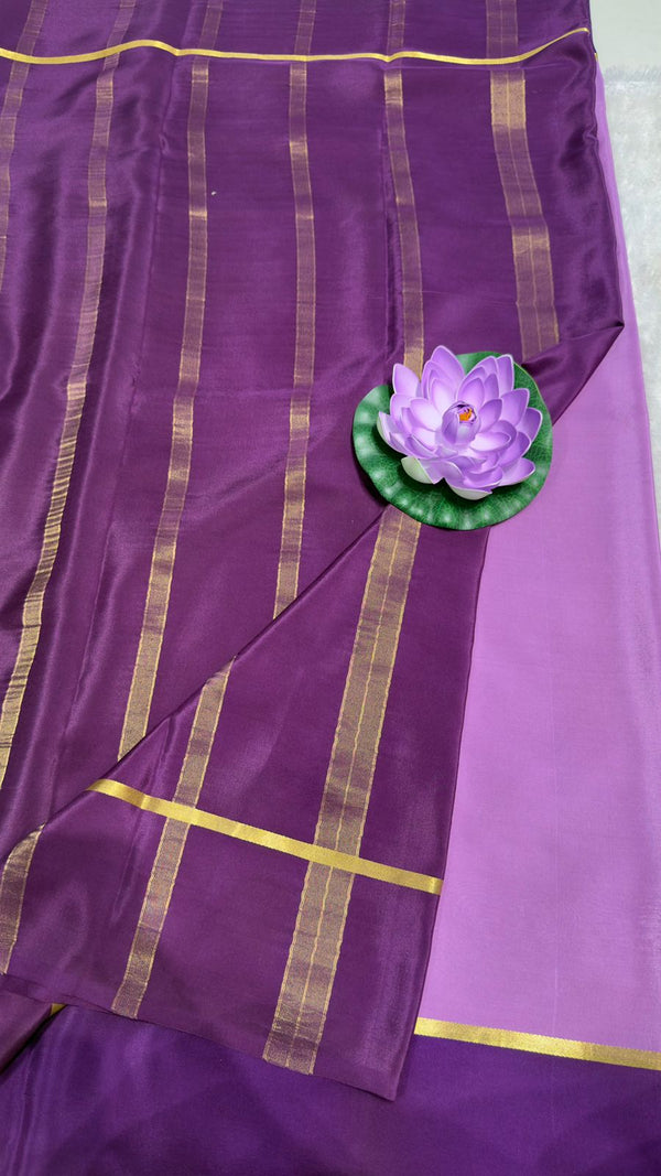 Mysore silk saree 120GSM Lavender bentex border