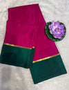 Mysore silk saree 120GSM Rani pink and green bentex border