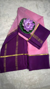 Mysore silk saree 120GSM Baby pink and purple bentex border