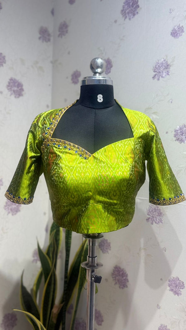 Pure silk Green Ikkat blouse