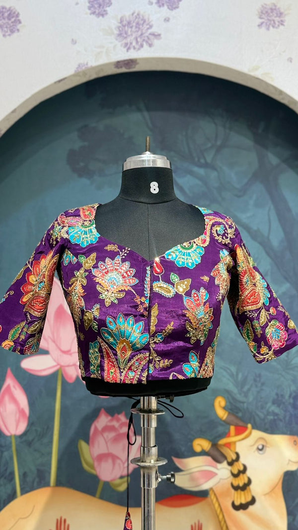 Kalamkari blouse purple