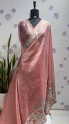 Tissue Paithani saree peach
