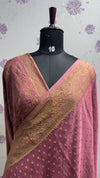 Pure Crape Banaras Saree Onion Pink