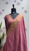 Pure Crape Banaras Saree Onion Pink