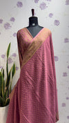 Pure Crape Banaras Saree Onion Pink