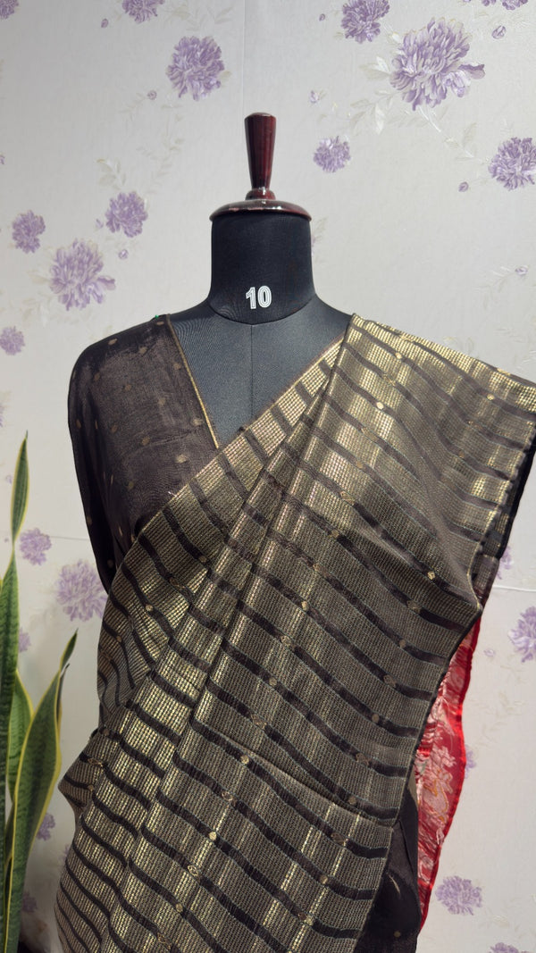 Munag silk black madhuri dixit saree