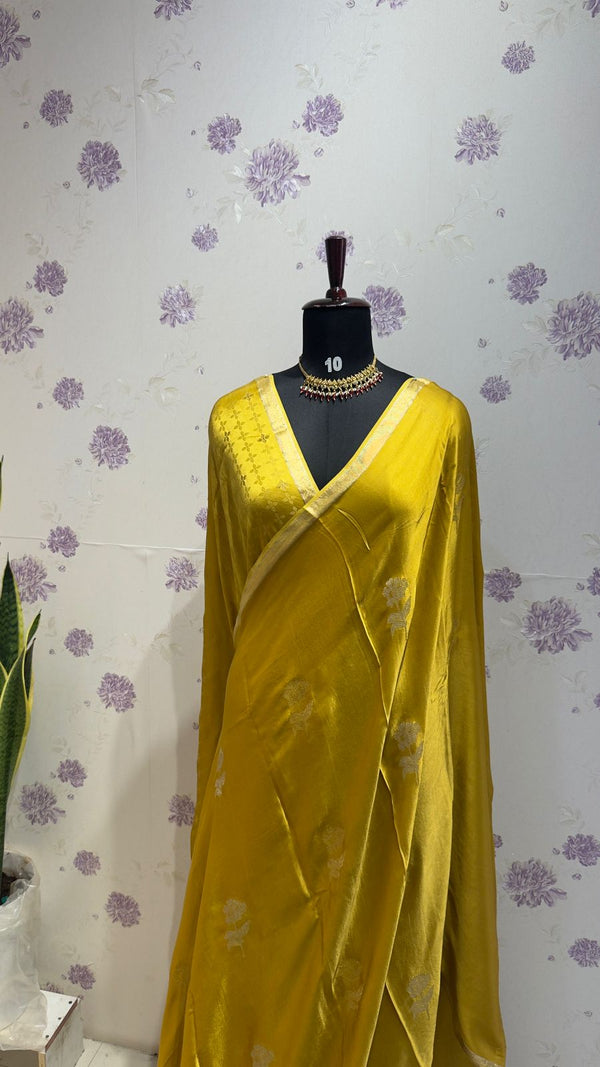 Gaji Modal saree musturd yellow