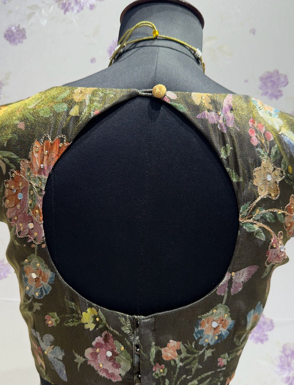 Tissue Mirror Work Blouse black