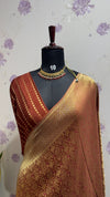 Munga brocade banaras saree Brown
