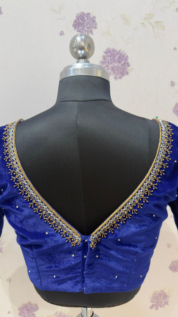Blue velvet designer blouse