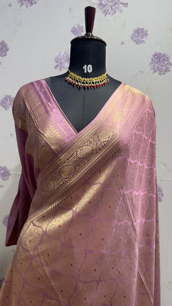 Brocade munga silk new design Onion pink