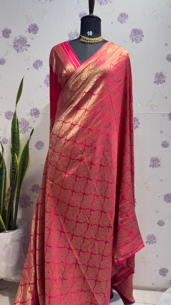 Brocade munga silk new design Pink