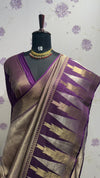 Brocade Munga Silk Temple Border Purple