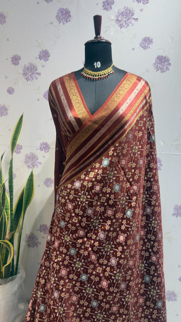 Munga patola saree brown