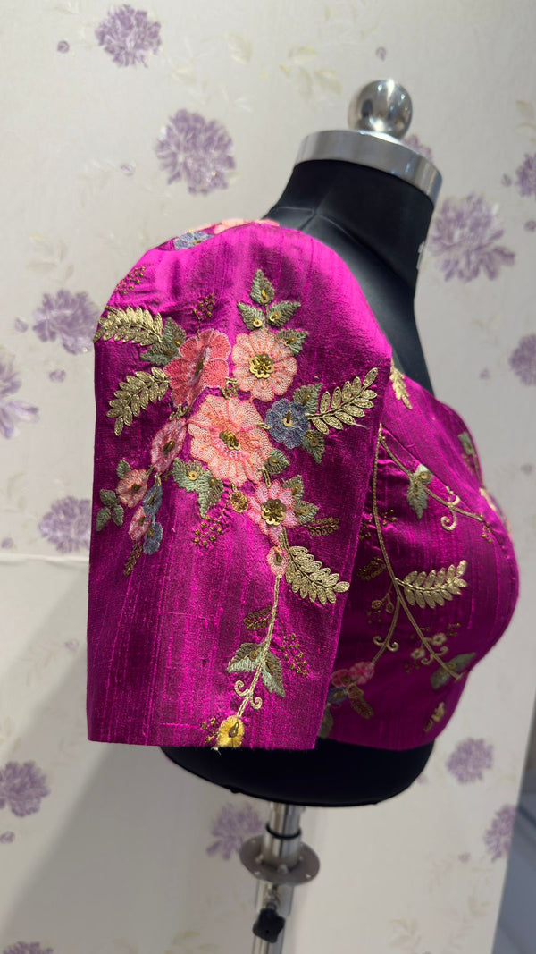 Pure Raw Silk With Embroidery