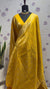 BROCADE BANARAS SAREE WITH ROSE MOTIFS YALLOW