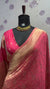 BROCADE BANARAS SAREE WITH ROSE MOTIFS PINK