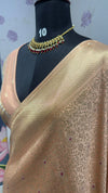 BROCADE BANARAS SAREE WITH ROSE MOTIFS PEACH