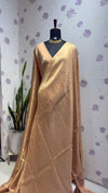 BROCADE BANARAS SAREE WITH ROSE MOTIFS PEACH