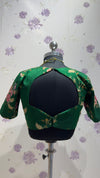 green pure raw silk with Embroidery blouse
