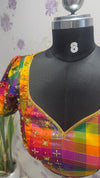 Pure silk multi color blouse with hand embroidery