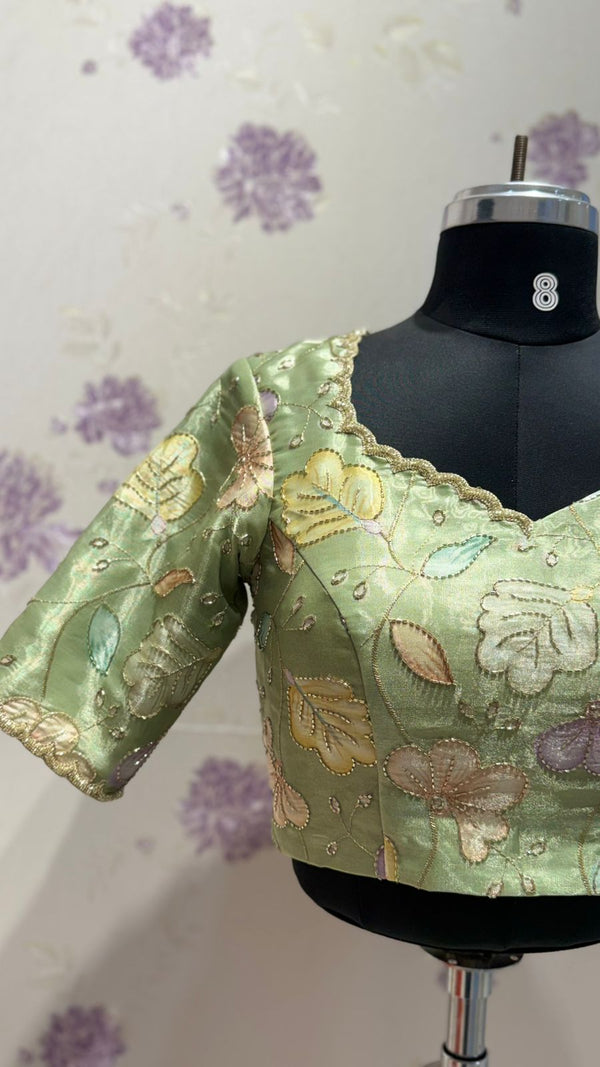 Pista Green tissue organza blouse