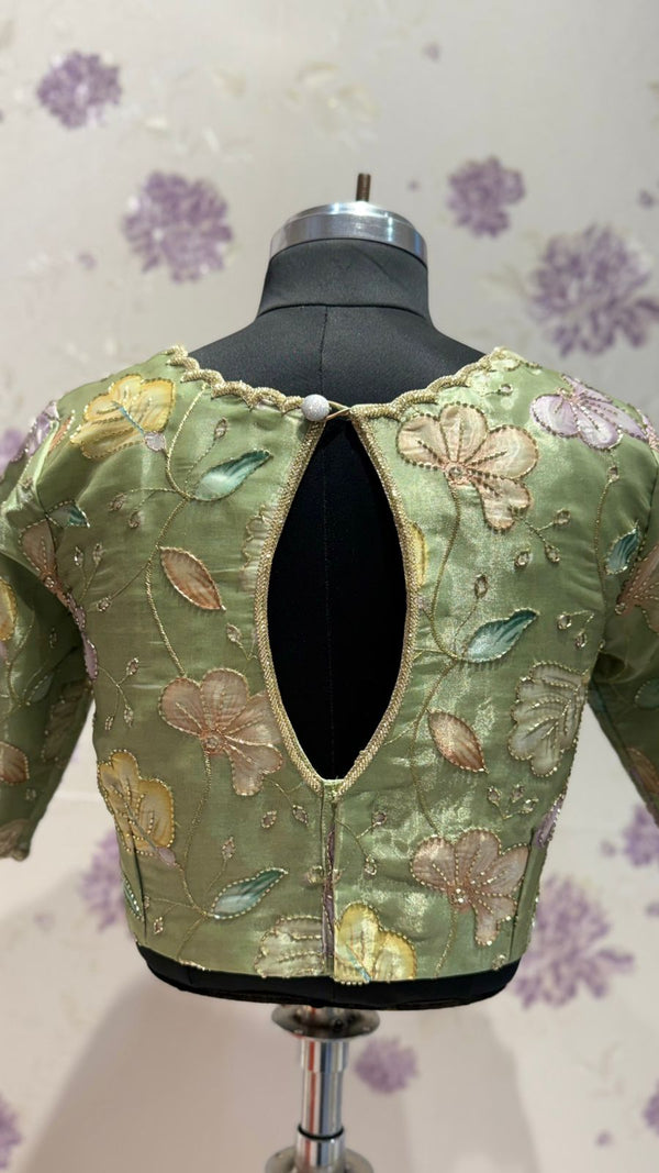 Pista Green tissue organza blouse