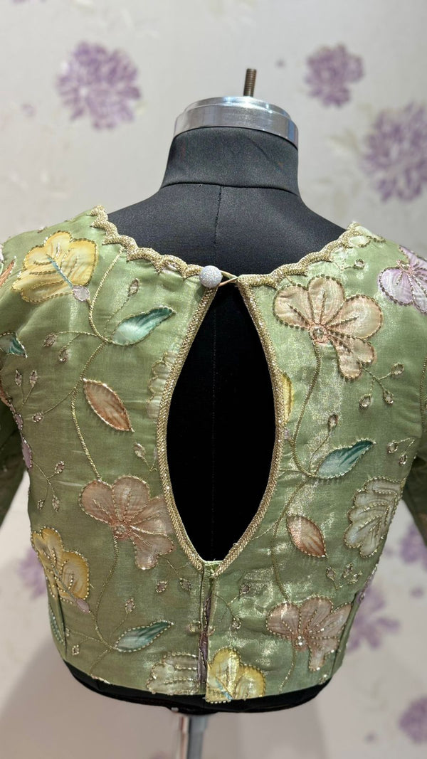 Pista Green tissue organza blouse