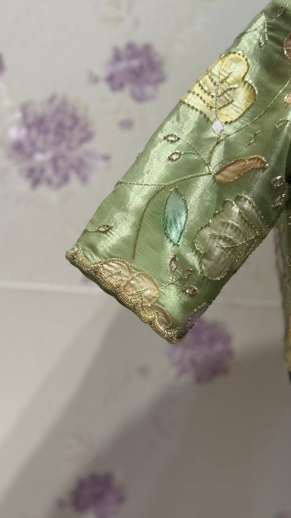 Pista Green tissue organza blouse