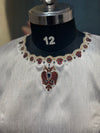 Half White Raw Silk Peacock Kundan Wedding Blouse