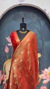 Brocade banaras saree elephant motive red