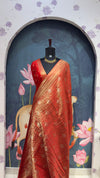 Brocade banaras saree elephant motive red