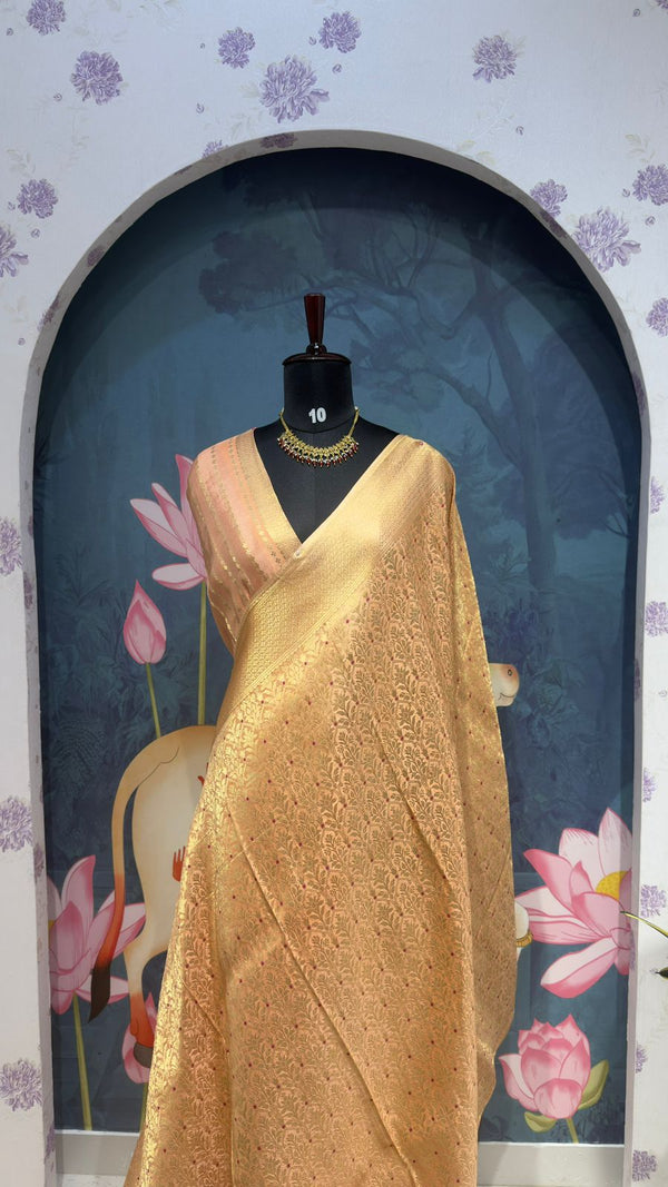 Brocade banaras saree peach color