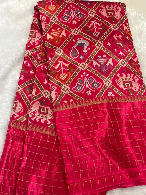 Munga Patola Saree Pink
