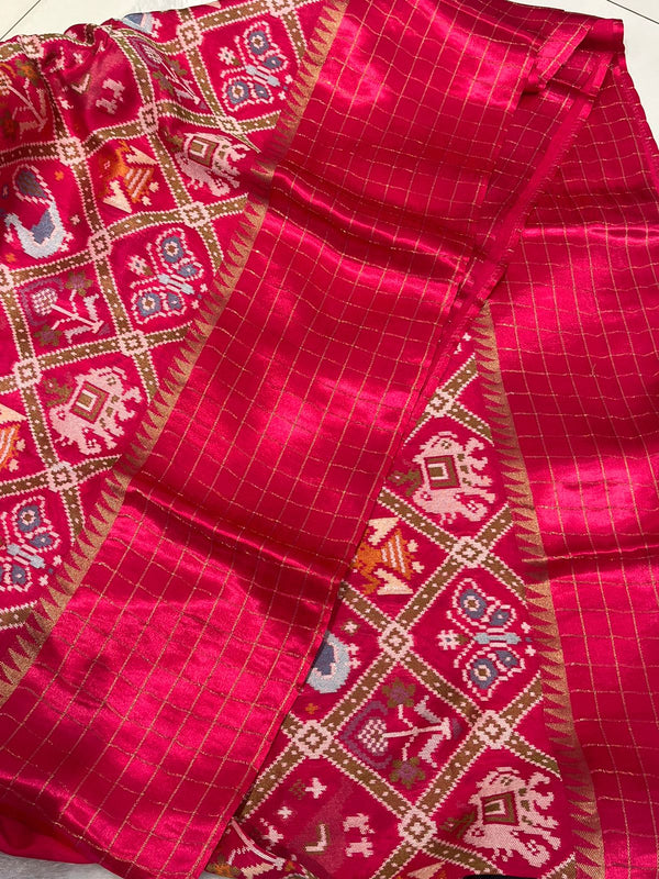 Munga Patola Saree Pink