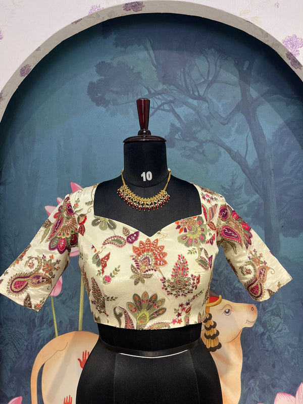 Kalamkari blouse white ANK01