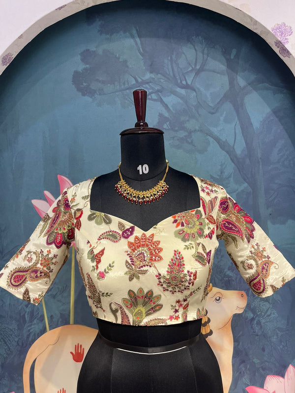 Kalamkari blouse white ANK01