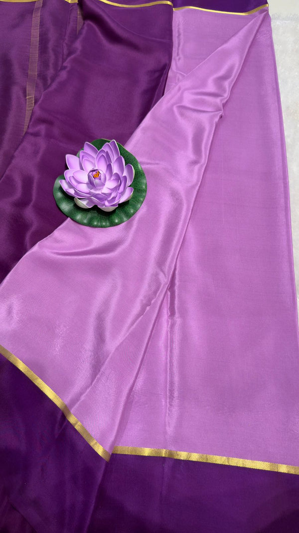 Mysore silk saree 120GSM Lavender bentex border