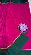 Mysore silk saree 120GSM Rani pink and green bentex border