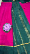 Mysore silk saree 120GSM Rani pink and green bentex border